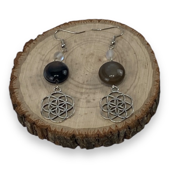 Boho gemstone earrings are handmade by Cosmic Dreamer Creations - Picture 3 of 9